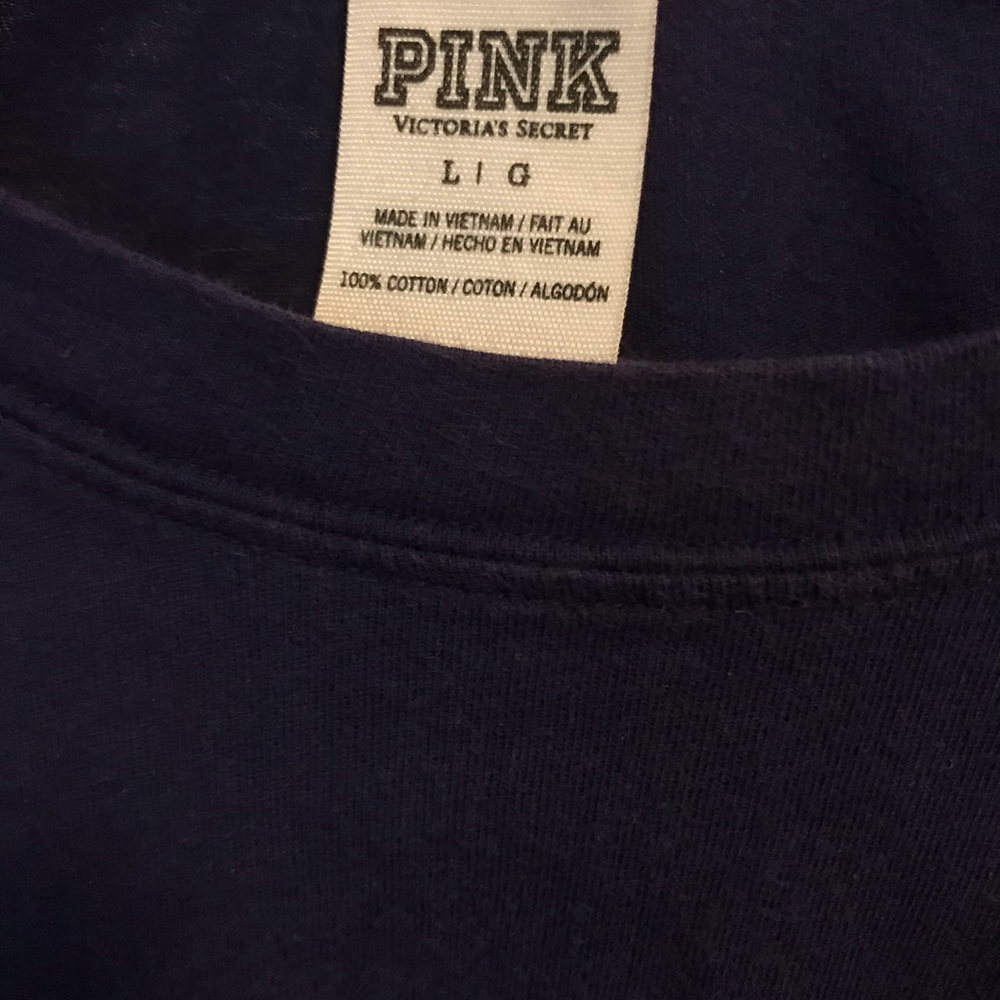VS Pink Navy Blue Sequence Long Sleeve Shirt